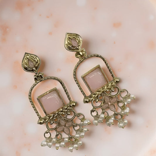 Baby Pink Jhumka Earrings