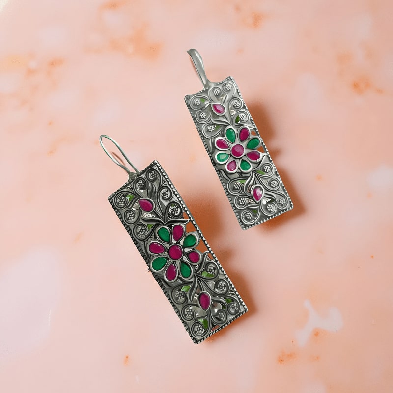 Oxidised Brass Long Earrings