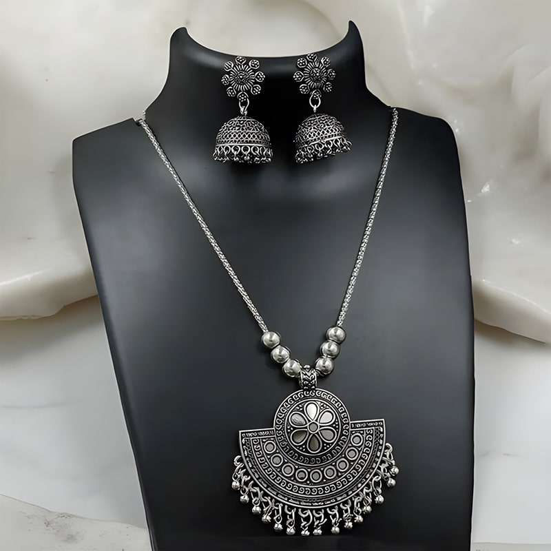 Oxidised Silver Brass Long Chain