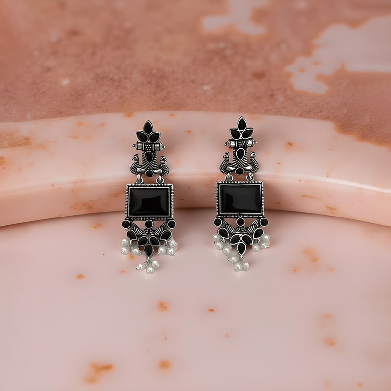 black oxidized silver earrings