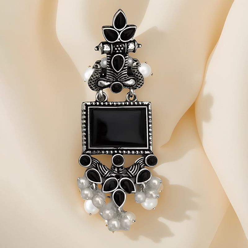 black oxidized silver earrings