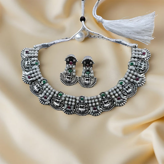 Oxidized Choker Necklace Set
