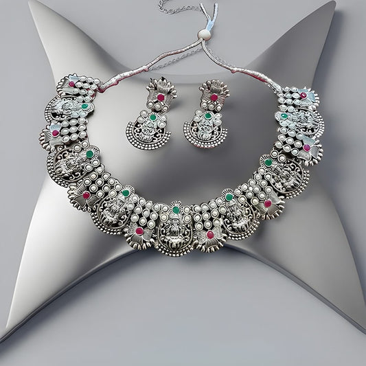 Oxidized Choker Necklace Set