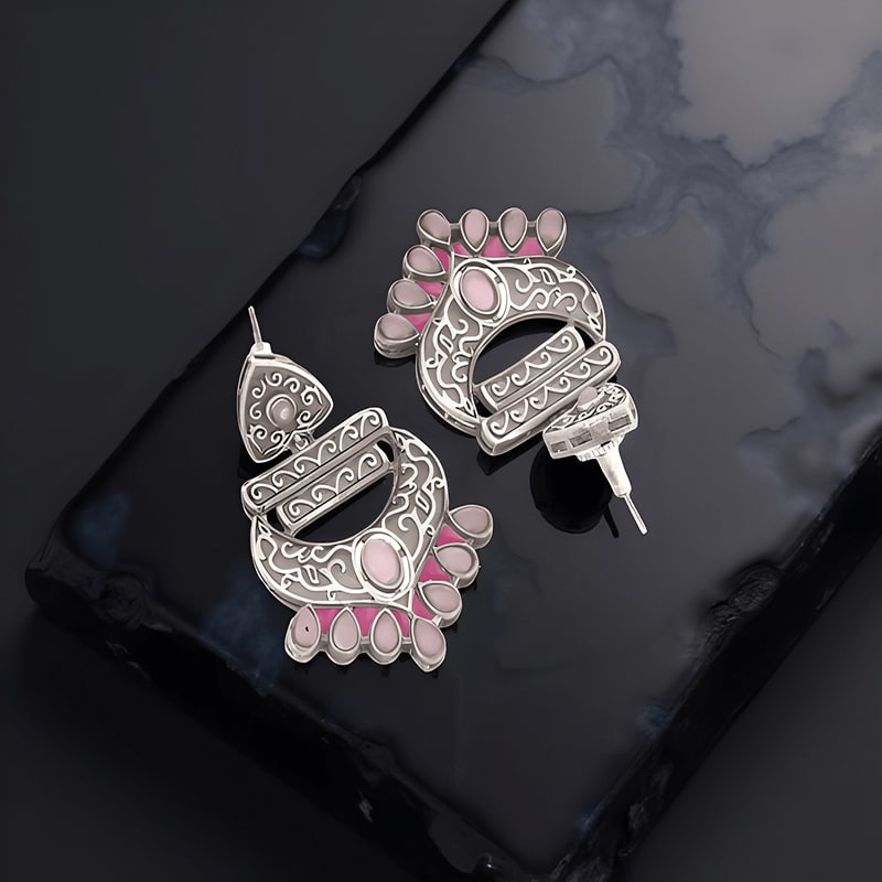 Oxidized Silver Chandbali Earrings