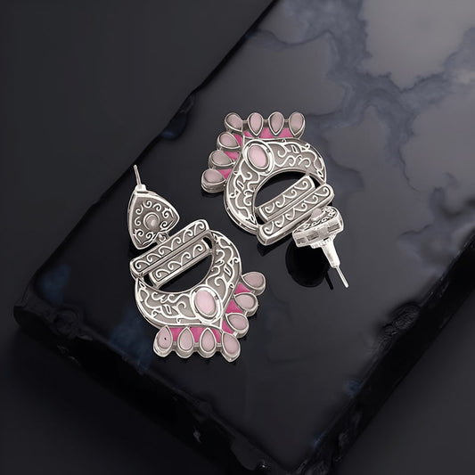 Oxidized Silver Chandbali Earrings
