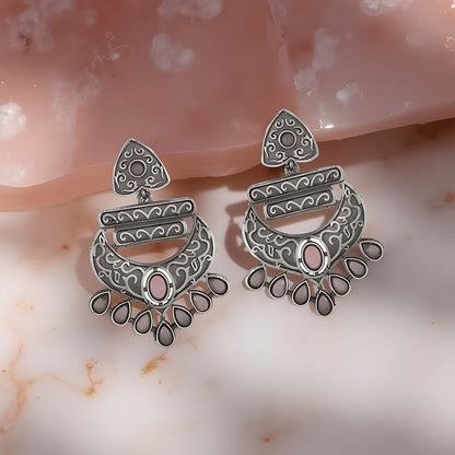 Oxidized Silver Chandbali Earrings