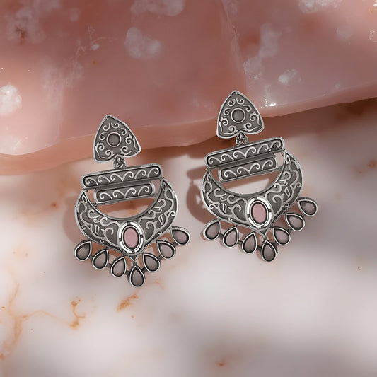 Oxidized Silver Chandbali Earrings