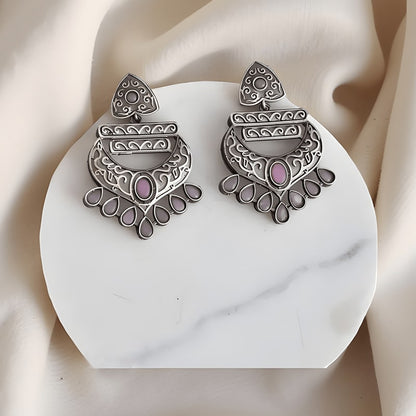 Oxidized Silver Chandbali Earrings