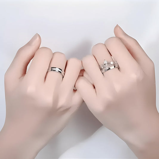 Silver Adjustable Couple Rings 