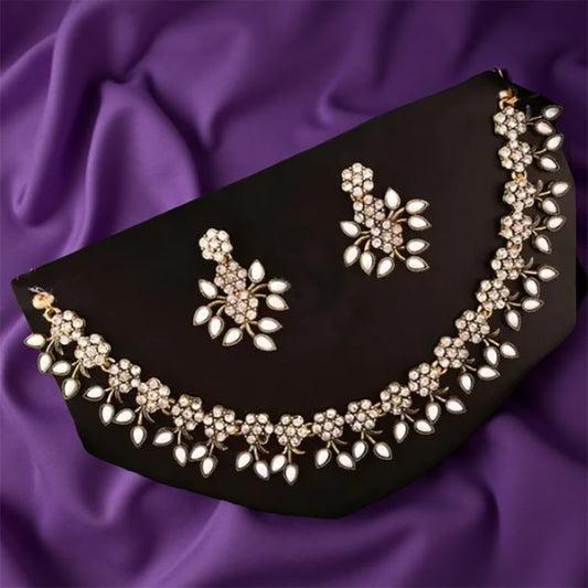 Stylish Gold Plated AD Necklace Set