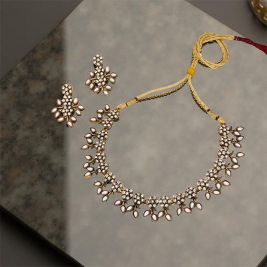 Stylish Gold Plated AD Necklace Set