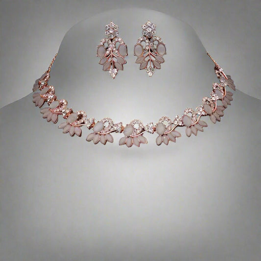 Gold Necklace with American Diamonds
